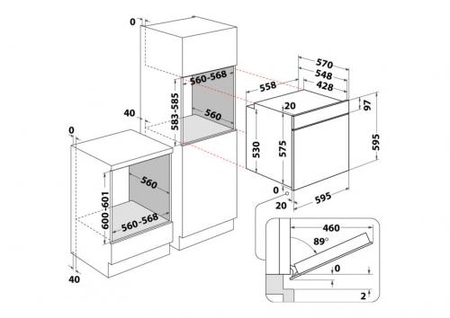 Bauknecht BAR2S K8 V 2 Einbaubackofen Maße
